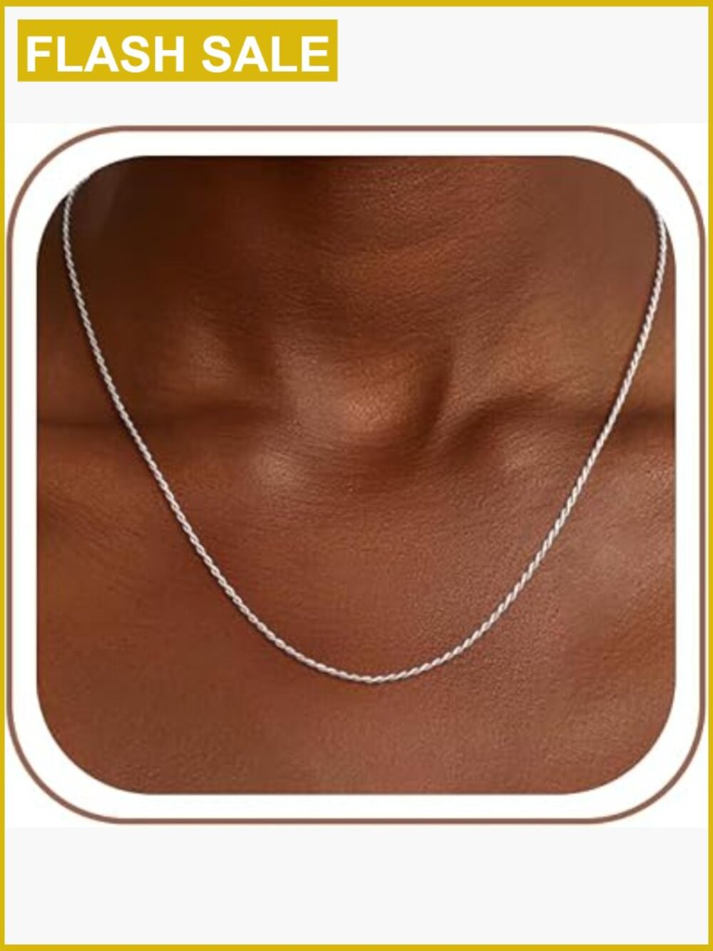 1.5mm S925 Sterling Silver Rope Chain Necklace for Women 16-22 Inch